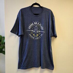 Dierks Bentley "Drunk On A Plane" Graphic T-Shirt Size XL Blue Short Sleeve